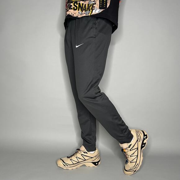 Vintage Y2K Nike Sweatpants Mens M Dark Grey White Swoosh Polyester Joggers